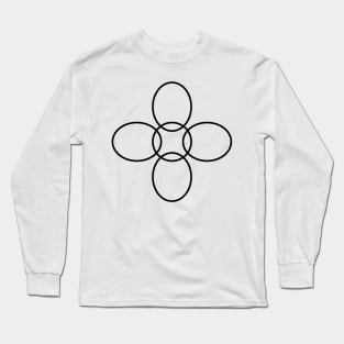 Flower Circle (Black Petals on Khaki Brown) Long Sleeve T-Shirt